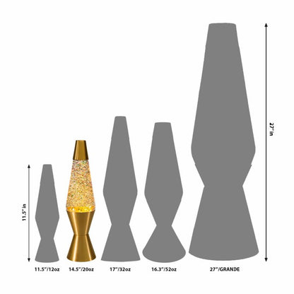 14.5″ LAVA Lamp Rainbow Glitter – Clear/Gold - US 6028