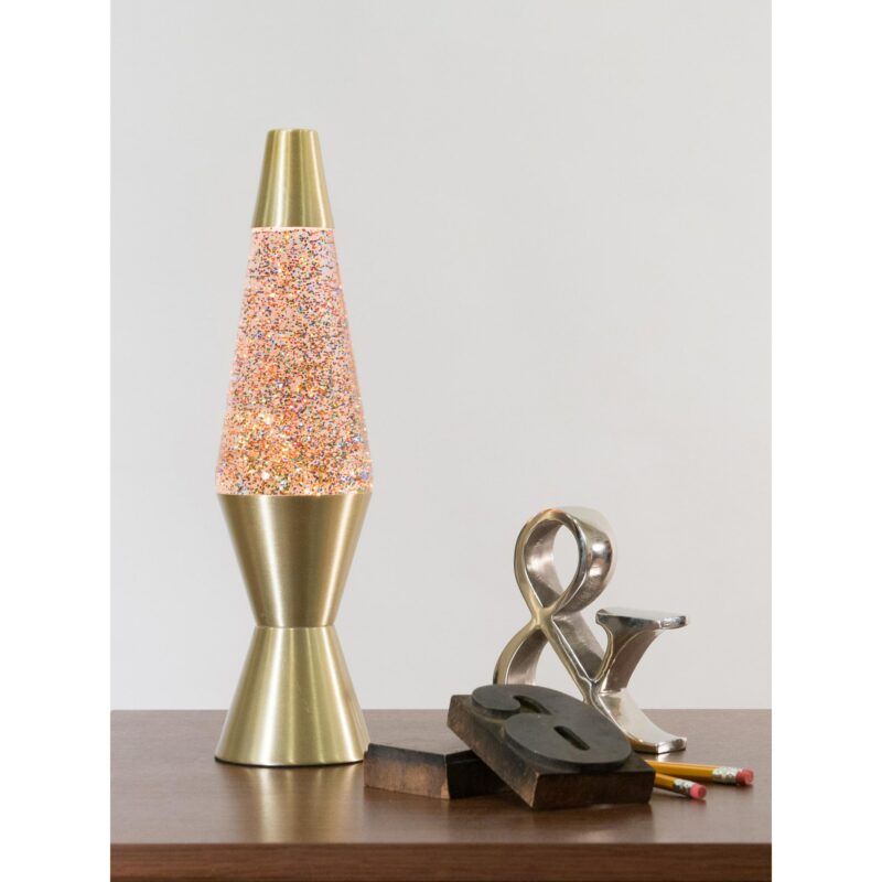 14.5″ LAVA Lamp Rainbow Glitter – Clear/Gold - US 6028